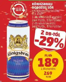 PENNY Königsbrau Dobozos Sör ajánlat
