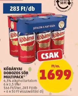 PENNY Kőbányai dobozos sör multipack ajánlat
