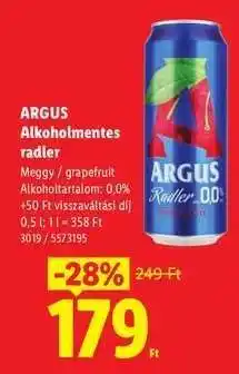 Lidl ARGUS Alkoholmentes Radler ajánlat