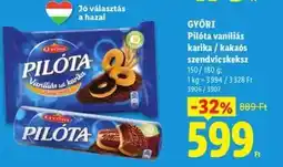 Lidl GYŐRI Pilóta vaníliás karika / kakaós szendvicskeksz ajánlat