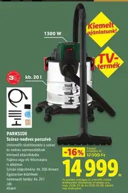 Lidl PARKSIDE Száraz-nedves porszívó ajánlat