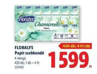 Lidl FLORALYS Papír zsebkendő ajánlat
