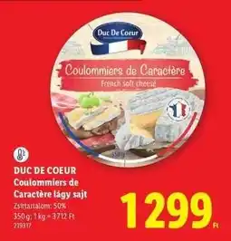 Lidl Duc De Coeur Coulommiers de Caractère lágy sajt ajánlat