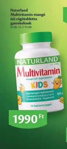 EcoFamily Naturland Multivitamin mangó ízű rágótabletta gyerekeknek ajánlat