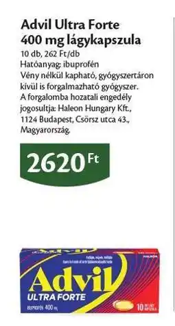 EcoFamily Advil Ultra Forte 400 mg lágykapszula ajánlat