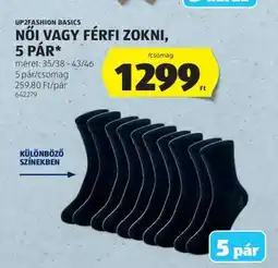 ALDI UP2FASHION BASICS Női vagy férfi zokni, 5 pár ajánlat