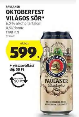 ALDI PAULANER OKTOBERFEST VILÁGOS SÖR ajánlat