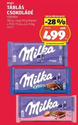 ALDI MILKA Táblás csokoládé ajánlat