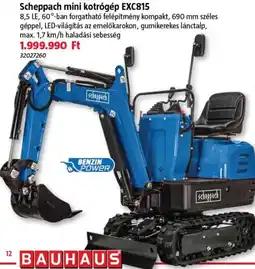 Bauhaus Scheppach mini kotró gép exc815 ajánlat