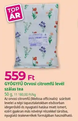 Herbaház Gyógyfű orvosi citromfű levél szálas tea ajánlat