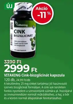 Herbaház Vitaking cink-biszglicinát kapszula ajánlat