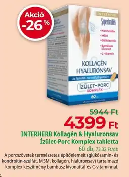 Herbaház Interherb kollagén & hyaluronsav ízület-porc komplex tabletta ajánlat
