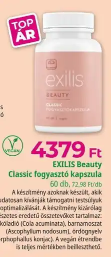 Herbaház Exilis beauty classic fogyasztó kapszula ajánlat