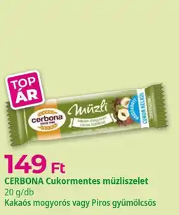 Herbaház Cerbona cukormentes műzliszelet ajánlat