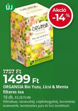 Herbaház organsia bio yuzu, licsi & menta filteres tea ajánlat
