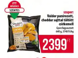 Coop Valdor panírozott, Cheddar sajttal töltött csirkemell ajánlat