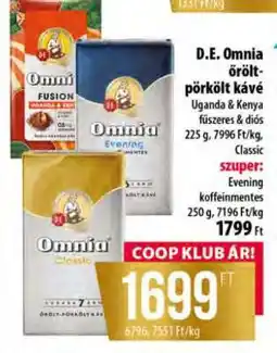 Coop D.E. Omnia őrölt-pörkölt kávé ajánlat