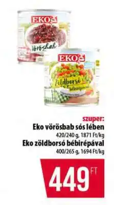 Coop Eko vörösbab sós lében / Eko zöldborsó bébirépával ajánlat