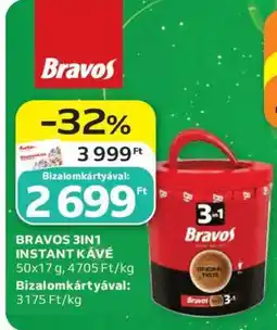 Auchan BRAVOS 3in1 instant kávé ajánlat