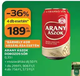 Auchan Arany Ászok Dobozos Sör ajánlat