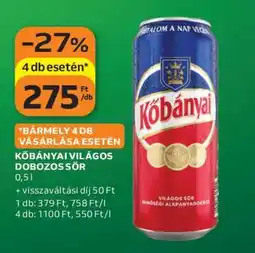 Auchan Kőbányai Világos Dobozos Sör ajánlat
