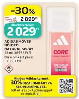 Auchan ADIDAS MOVES NŐI DEO NATURAL SPRAY ajánlat