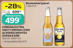 Auchan CORONA EXTRA VAGY CORONA CERO ALKOHOLMENTES ÜVEGES SÖR ajánlat
