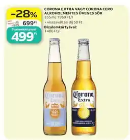 Auchan CORONA EXTRA VAGY CORONA CERO ALKOHOLMENTES ÜVEGES SÖR ajánlat