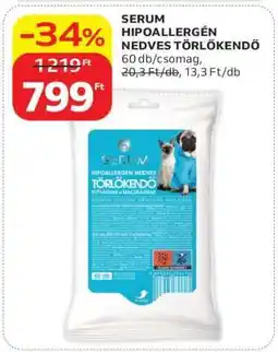 Auchan SERUM Hipoallergén nedves törlőkendő ajánlat