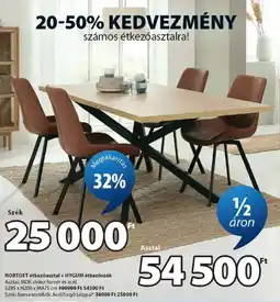 JYSK Nortoft étkezőasztal + Hygum étkezőszék ajánlat