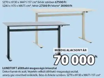 Lundtoft állítható magasságú íróasztal