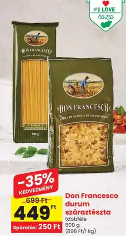 Spar Don Francesco durum száraztészta ajánlat