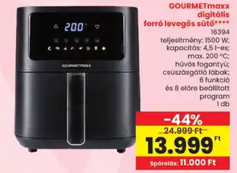 Spar Gourmetmaxx digitális forró levegős sütő ajánlat