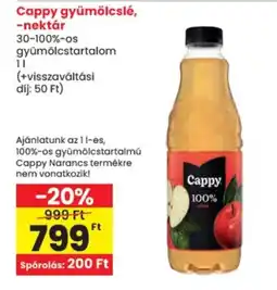 Spar Cappy gyümölcsle- nektár ajánlat