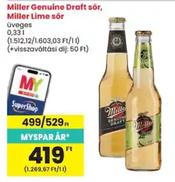 Spar Miller genuine draft sör ajánlat
