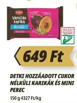 Príma Detki hozzáadott cukor nélküli karikák és mini perec ajánlat