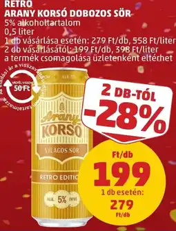 PENNY Arany Korsó dobozos sör ajánlat