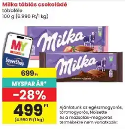 Spar Milka táblás csokoládé ajánlat