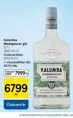 Tesco Kalumba madagaszkári gin ajánlat