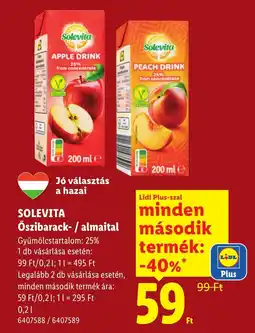 Lidl Solevita oszibarack- / almaital ajánlat