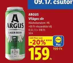 Lidl Argus világos sör ajánlat