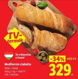 Lidl Mediterrán ciabatta ajánlat