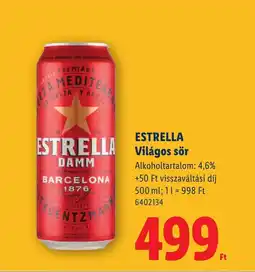 Lidl Estrella világos sör ajánlat