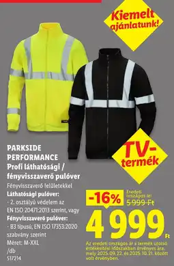 Lidl Parkside performance profi láthatósági / fényvisszaverő pulóver ajánlat