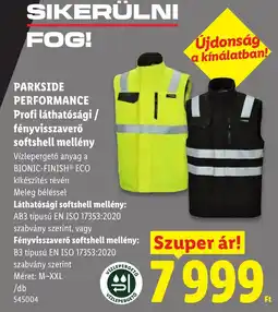 Lidl Parkside Performance láthatósági / fényvisszaverő softshell mellény ajánlat