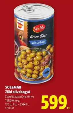 Lidl Sol&mar zöld olívabogyó ajánlat