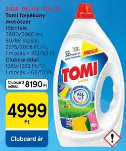 Tesco Tomi folyékony mosószer ajánlat