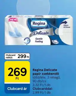 Tesco Regina papír zsebkendő ajánlat
