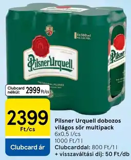 Tesco Pilsner Urquell dobozos világos sör ajánlat