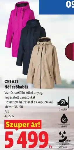 Lidl Crivit női esőkabát ajánlat